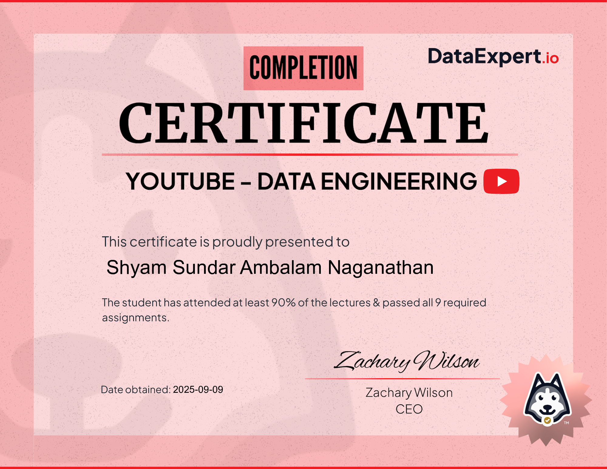 Shyam Sundar Ambalam Naganathan - Community Boot Camp Certification
