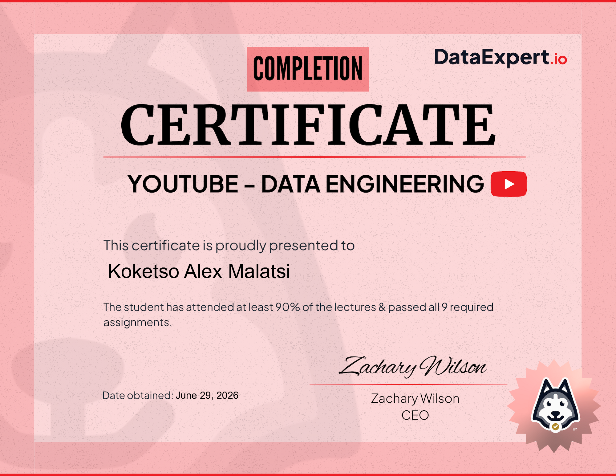 Koketso Alex Malatsi - Community Boot Camp Certification