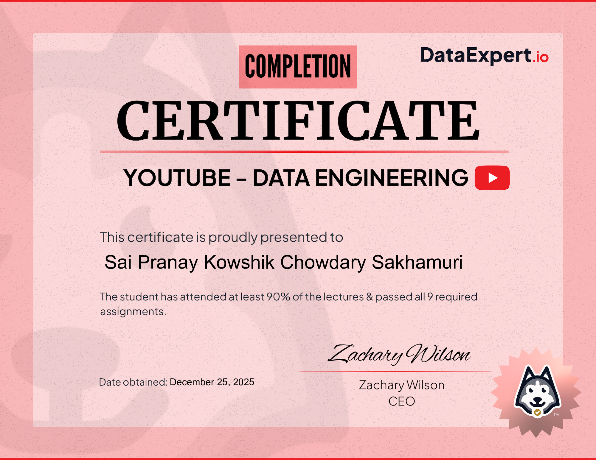 Sai Pranay Kowshik Chowdary Sakhamuri - Community Boot Camp Certification