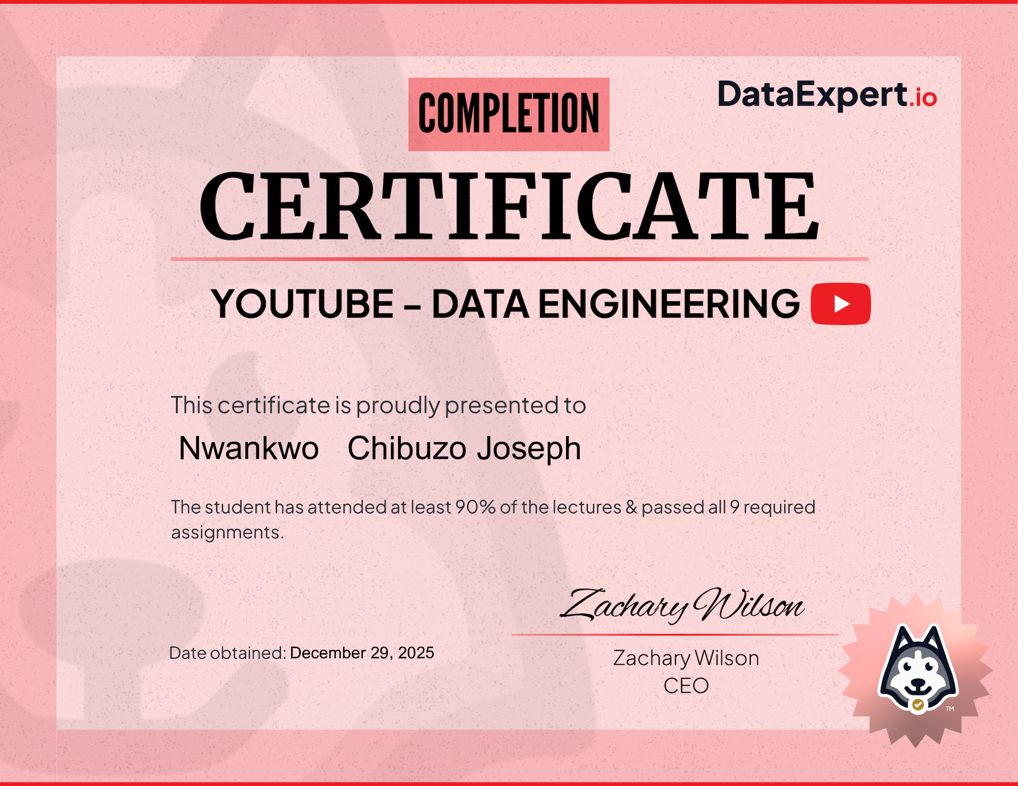 Nwankwo   Chibuzo Joseph - Community Boot Camp Certification