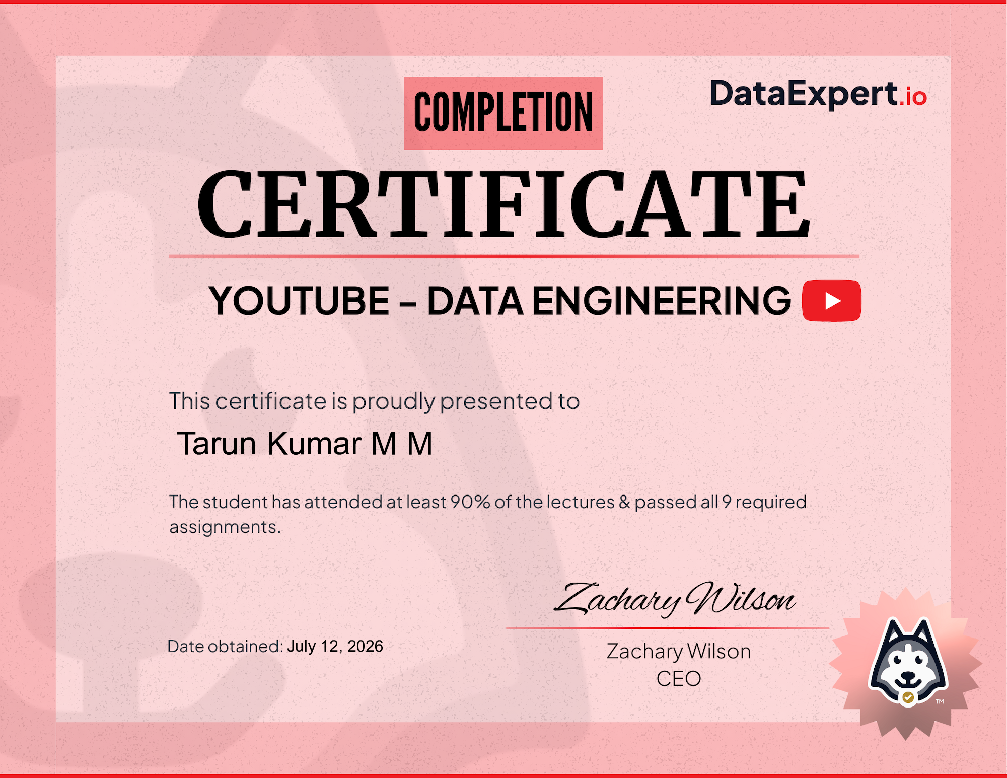 Tarun Kumar M M - Community Boot Camp Certification