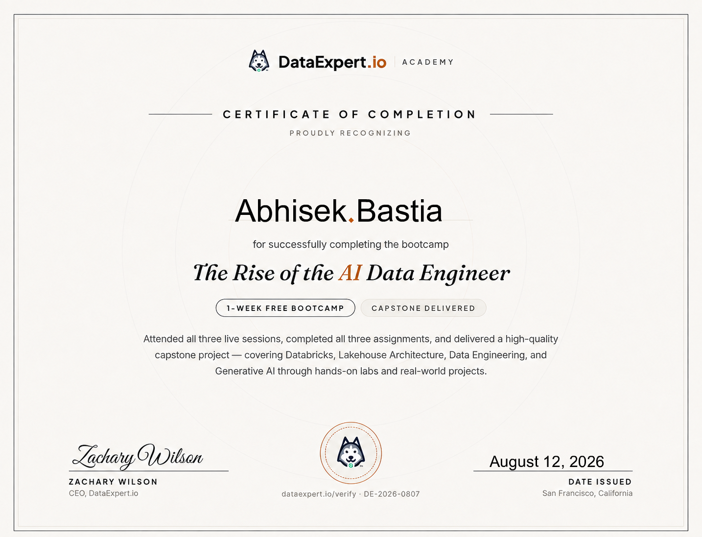 Abhisek Bastia - The Rise of the AI Data Engineer Boot Camp