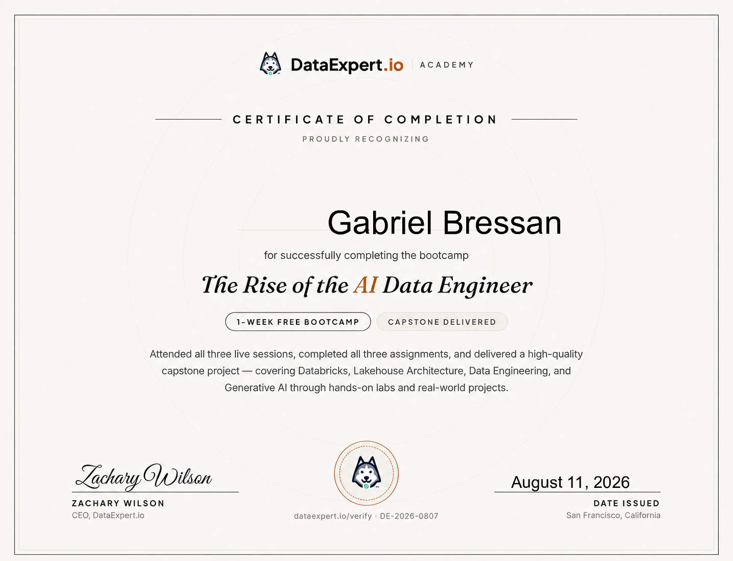 Gabriel Bressan - The Rise of the AI Data Engineer Boot Camp