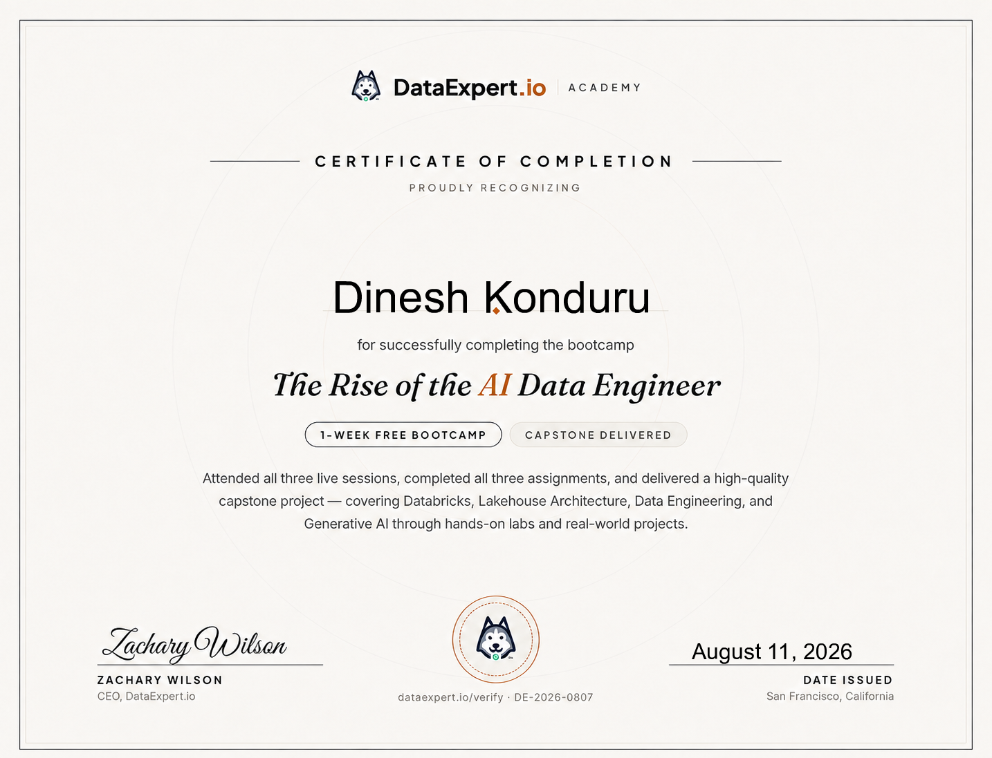 Dinesh Konduru - The Rise of the AI Data Engineer Boot Camp