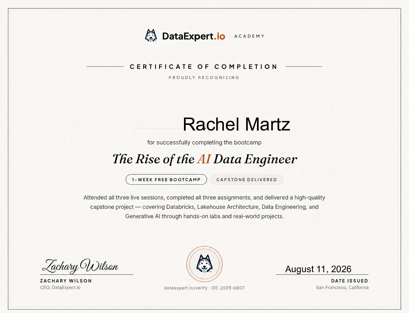 Rachel Martz - The Rise of the AI Data Engineer Boot Camp