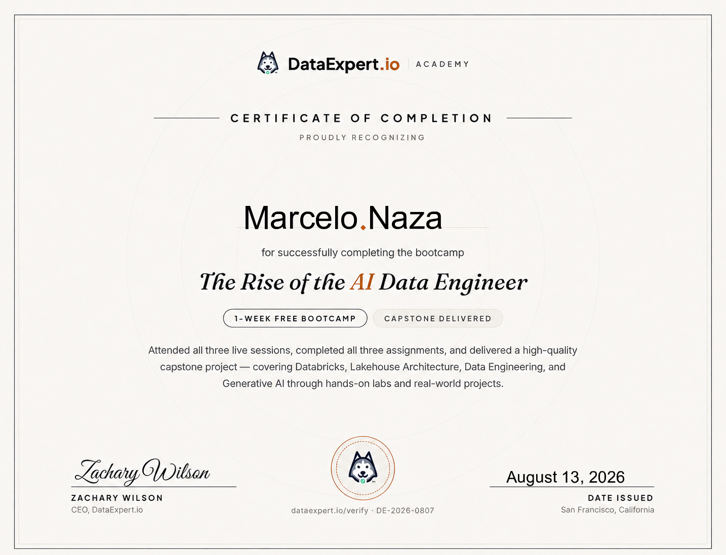 Marcelo Naza - The Rise of the AI Data Engineer Boot Camp