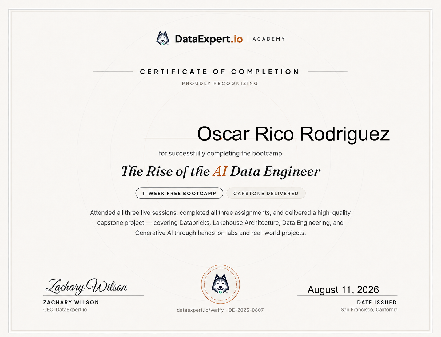 Oscar Rico Rodriguez - The Rise of the AI Data Engineer Boot Camp