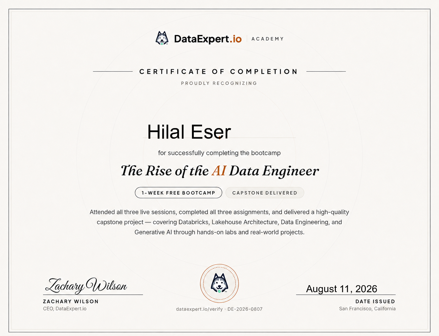 Hilal Eser - The Rise of the AI Data Engineer Boot Camp
