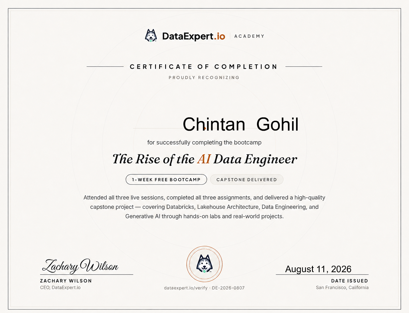 Chintan  Gohil - The Rise of the AI Data Engineer Boot Camp