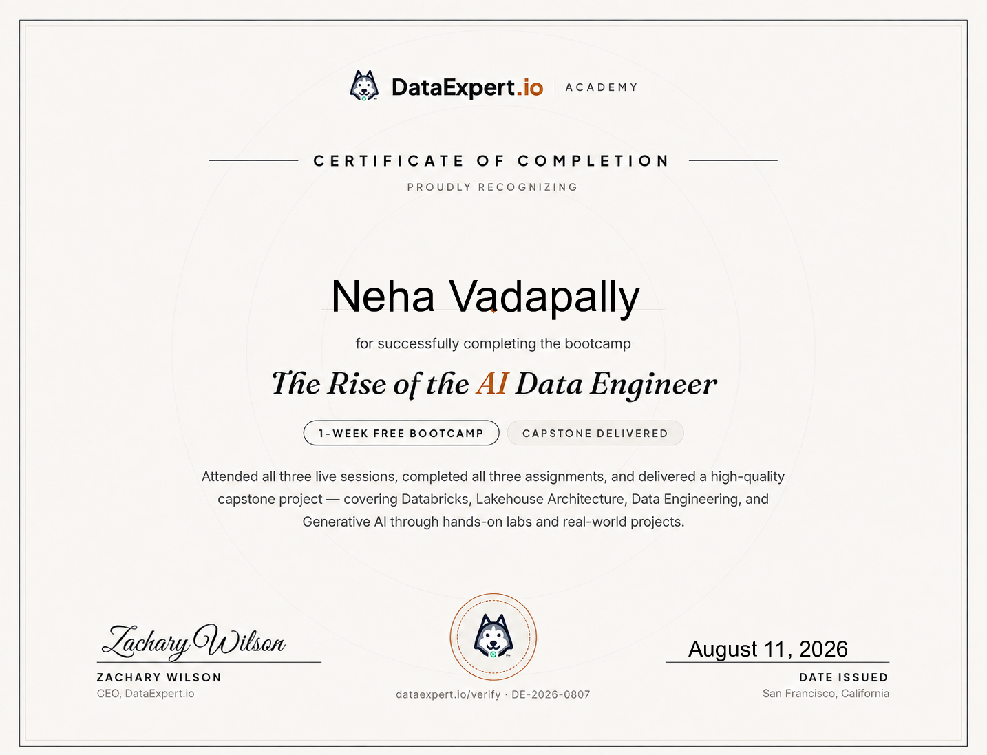 Neha Vadapally - The Rise of the AI Data Engineer Boot Camp