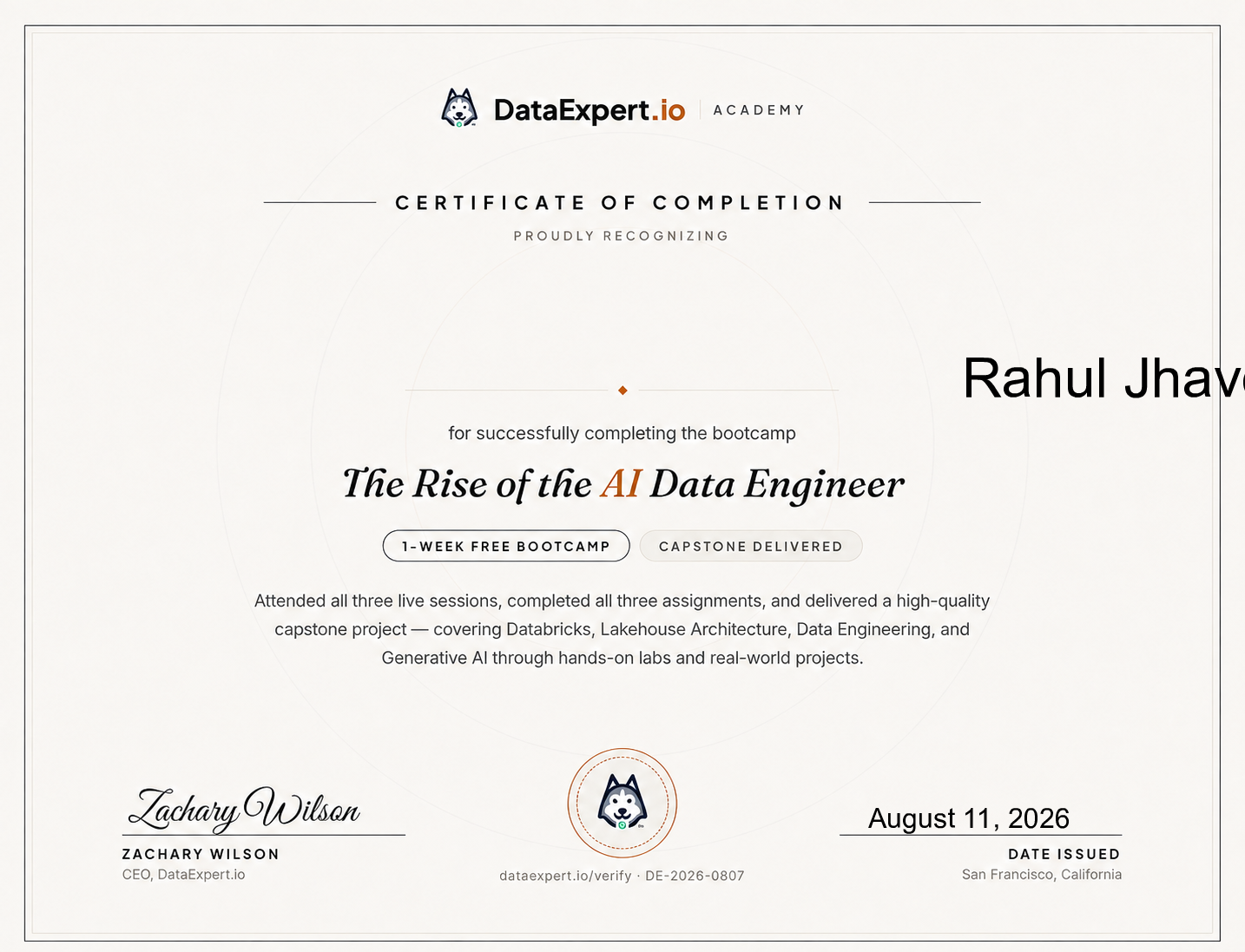                           Rahul Jhaver - The Rise of the AI Data Engineer Boot Camp