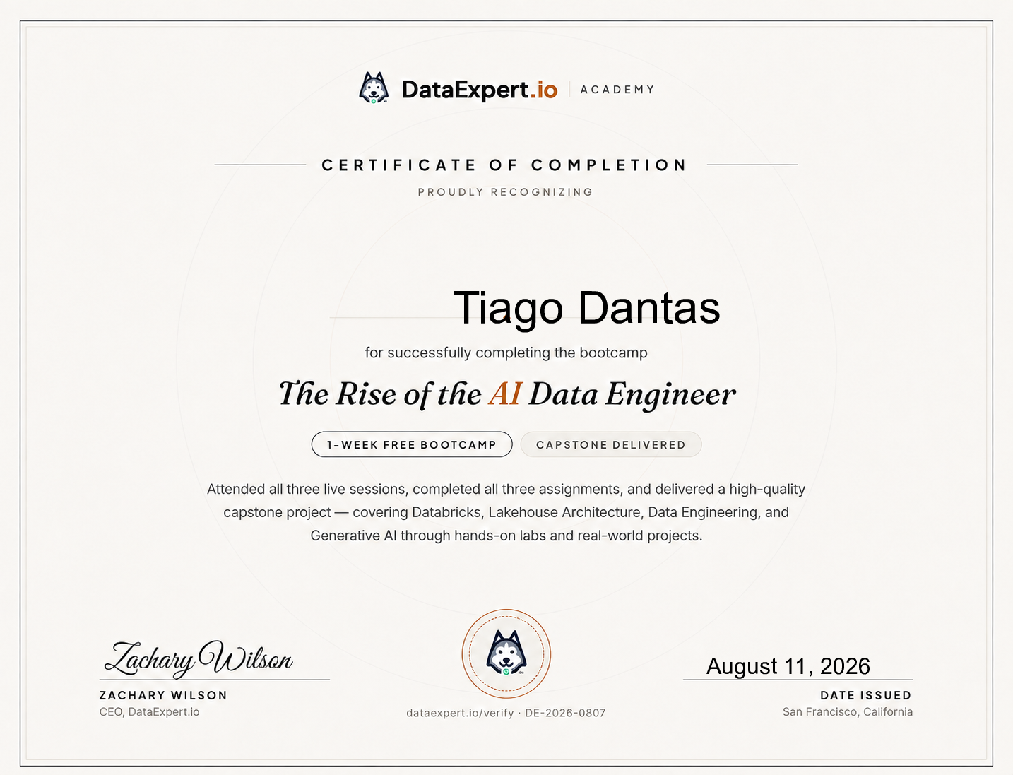 Tiago Dantas - The Rise of the AI Data Engineer Boot Camp