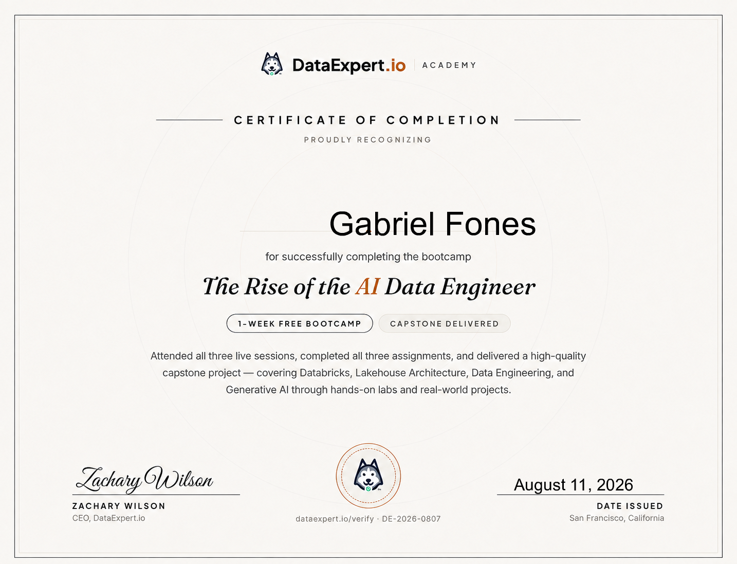 Gabriel Fones - The Rise of the AI Data Engineer Boot Camp
