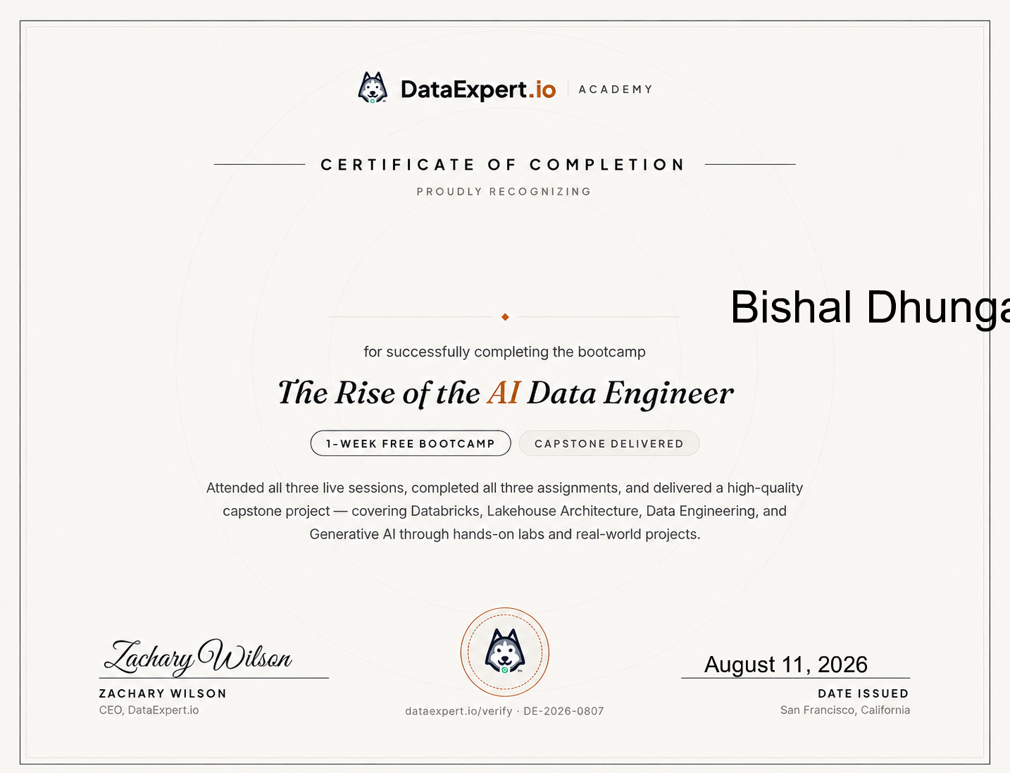                       Bishal Dhungana - The Rise of the AI Data Engineer Boot Camp