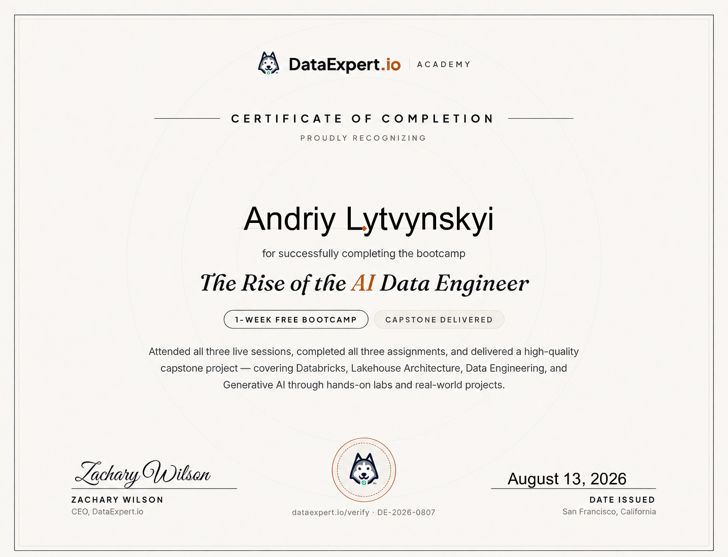 Andriy Lytvynskyi - The Rise of the AI Data Engineer Boot Camp