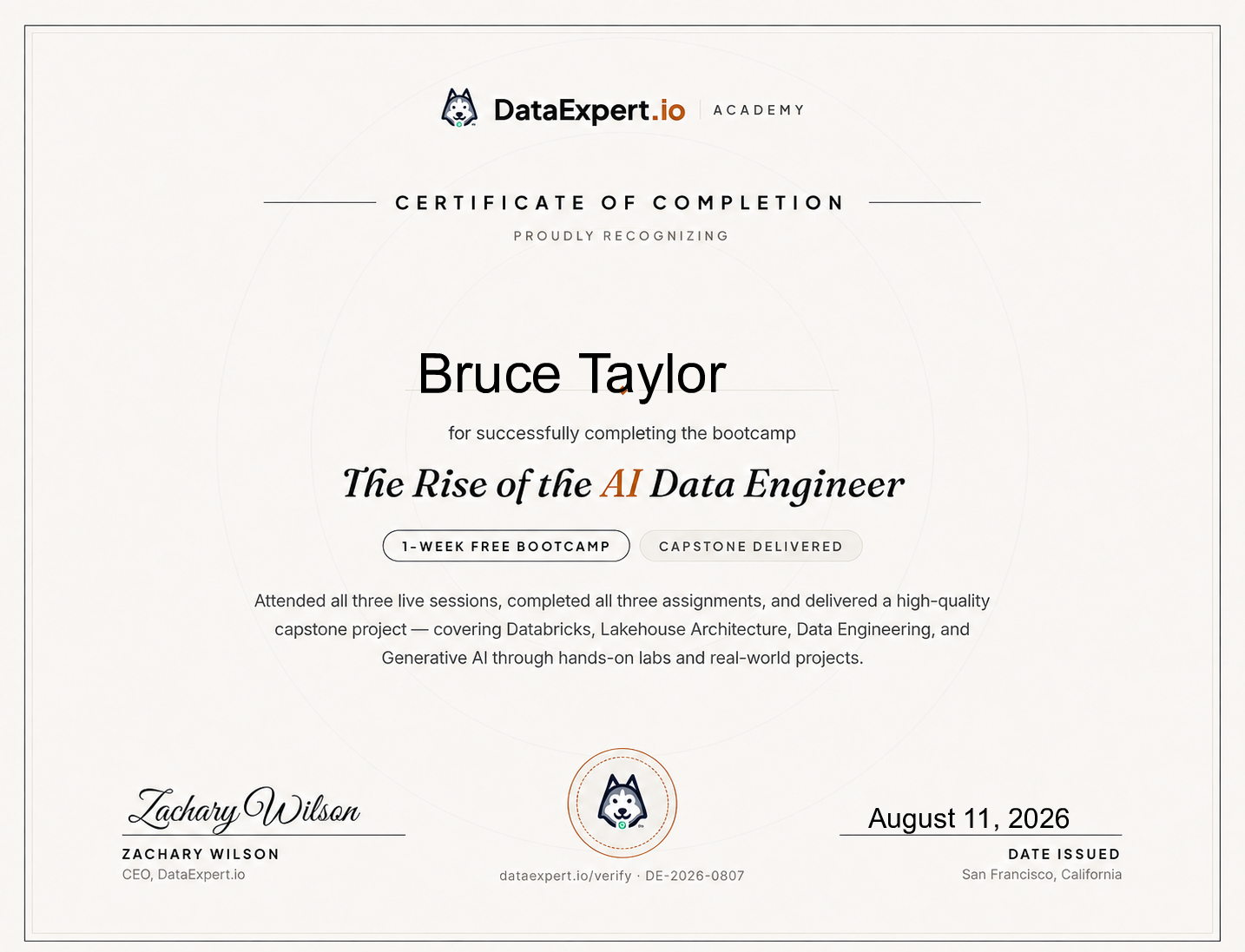 Bruce Taylor - The Rise of the AI Data Engineer Boot Camp