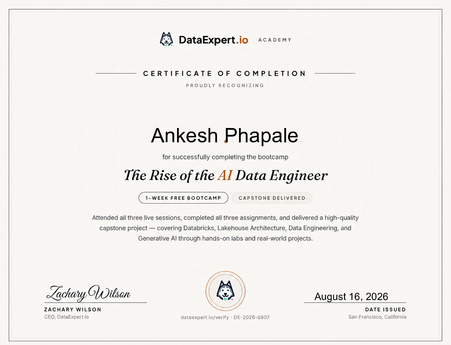 Ankesh Phapale - The Rise of the AI Data Engineer Boot Camp