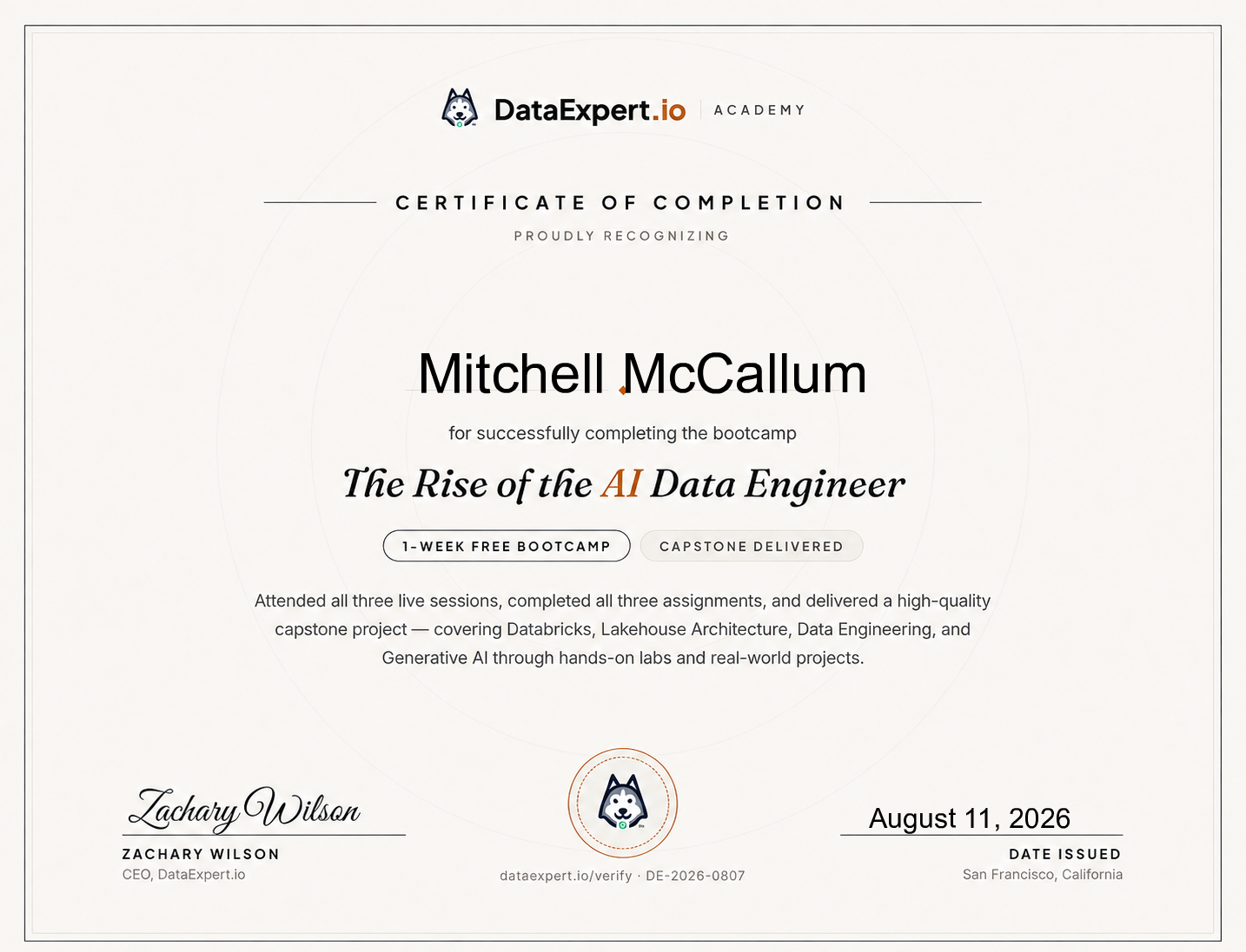 Mitchell McCallum - The Rise of the AI Data Engineer Boot Camp