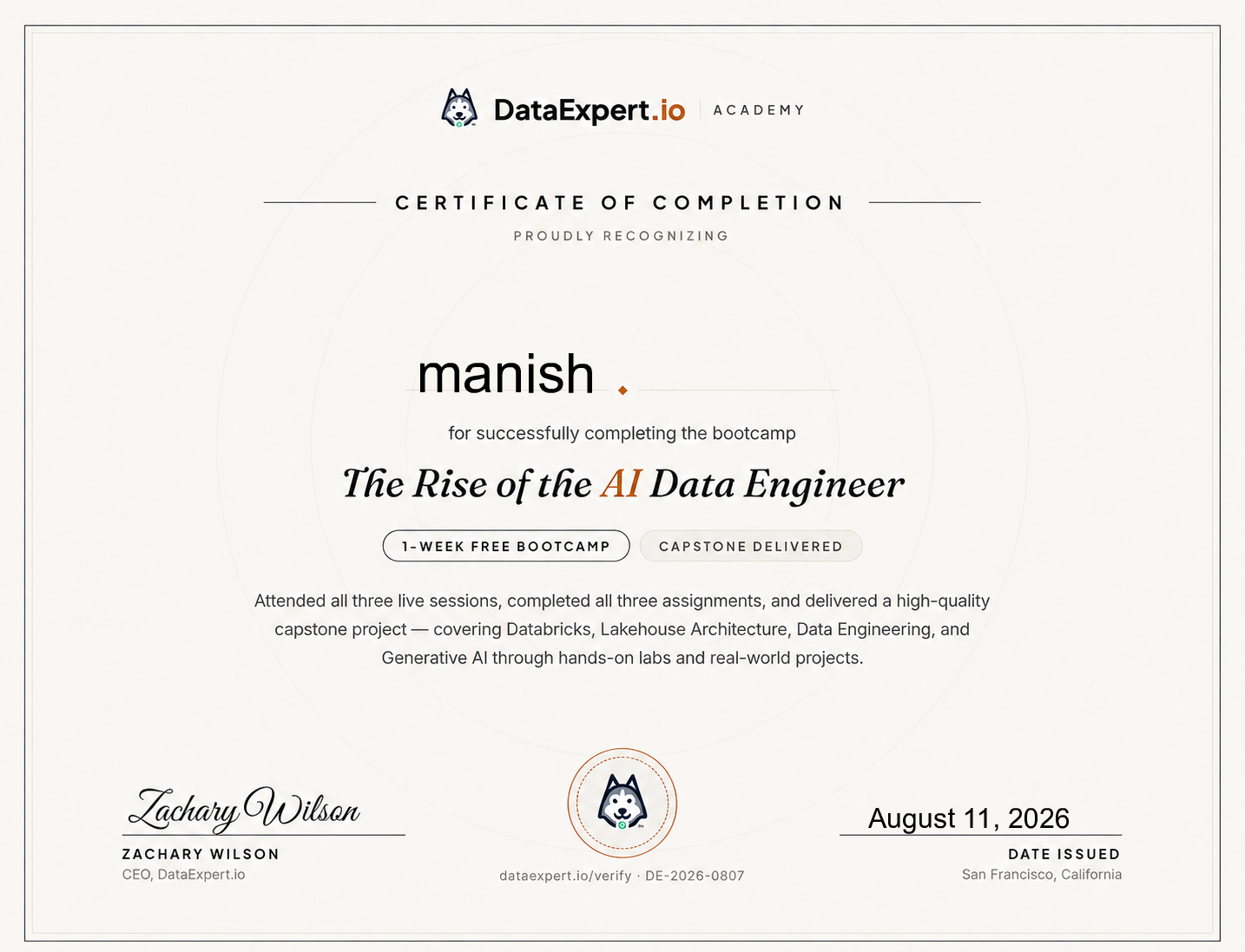 manish - The Rise of the AI Data Engineer Boot Camp
