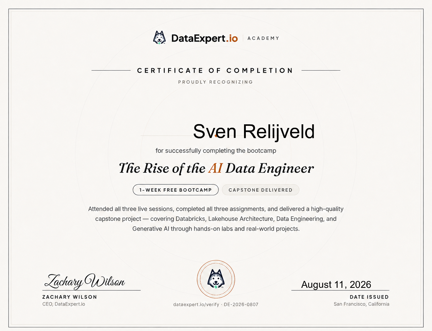 Sven Relijveld - The Rise of the AI Data Engineer Boot Camp
