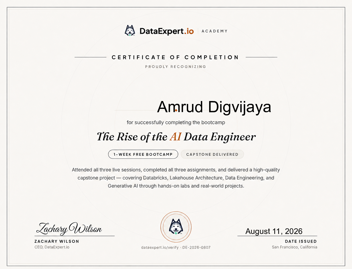 Amrud Digvijaya - The Rise of the AI Data Engineer Boot Camp
