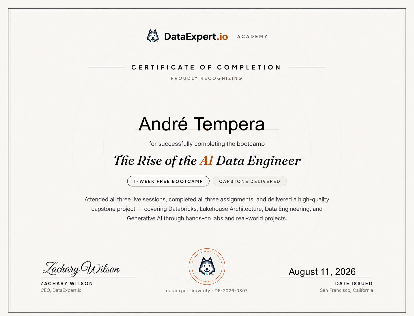 André Tempera - The Rise of the AI Data Engineer Boot Camp