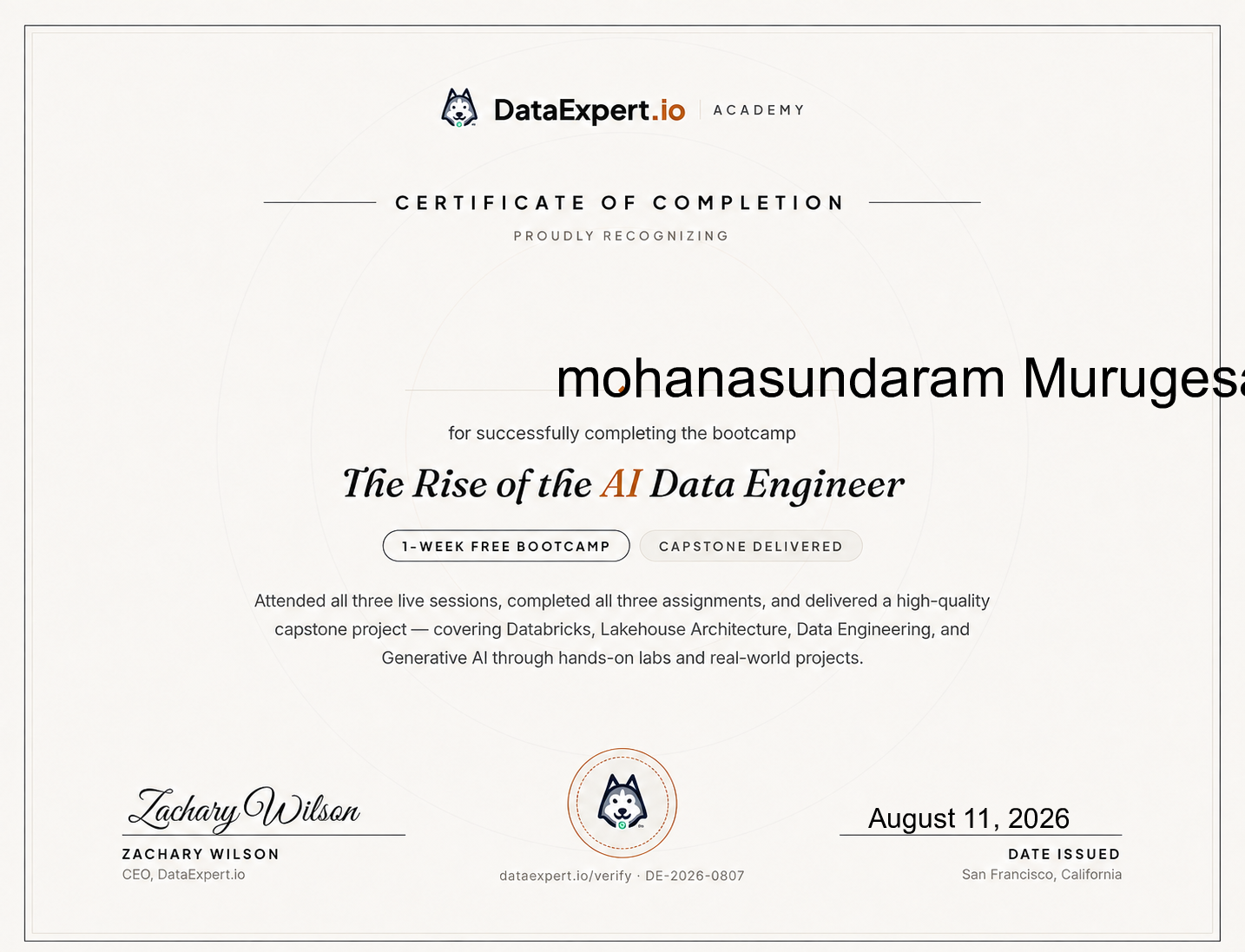 mohanasundaram Murugesan - The Rise of the AI Data Engineer Boot Camp