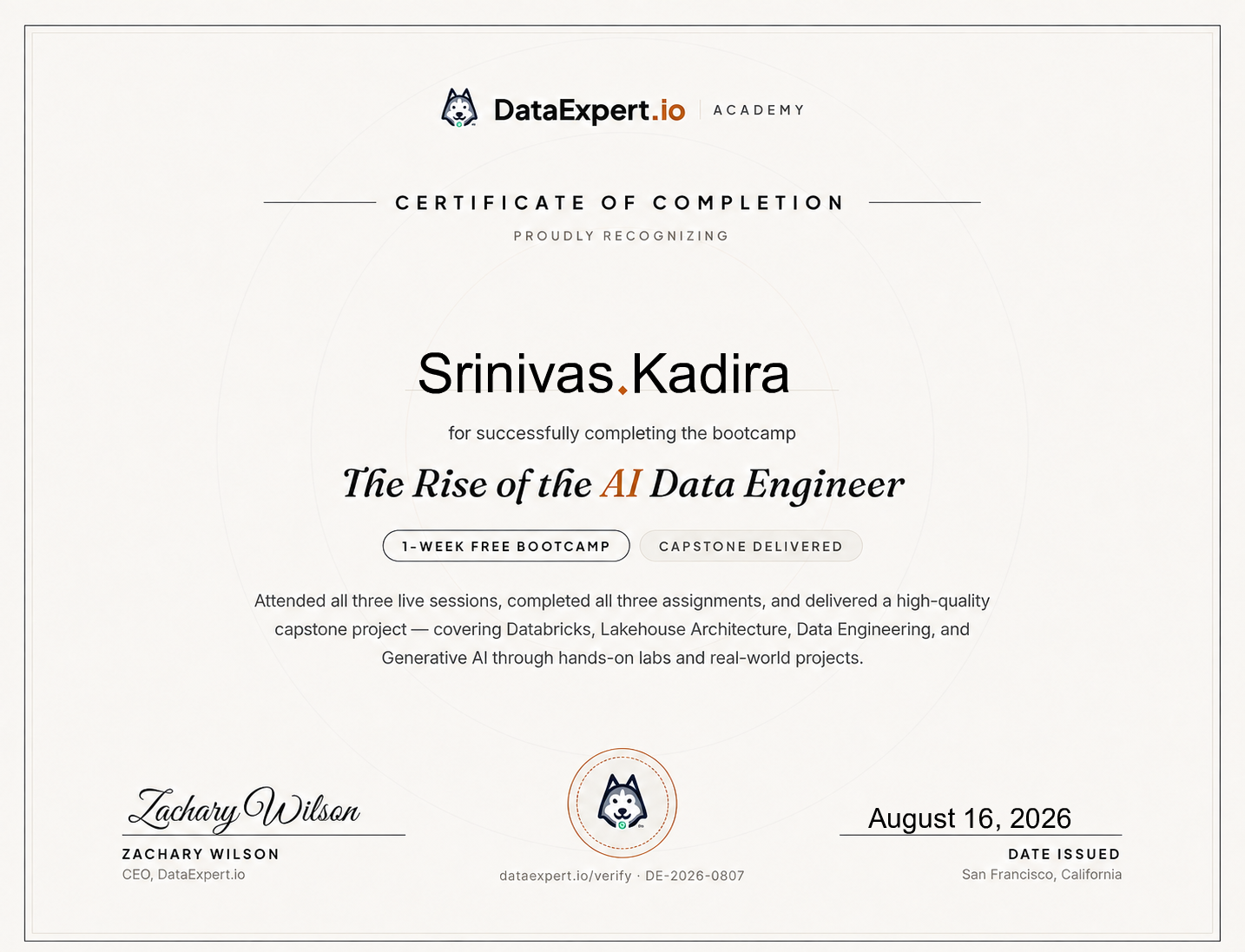 Srinivas Kadira - The Rise of the AI Data Engineer Boot Camp