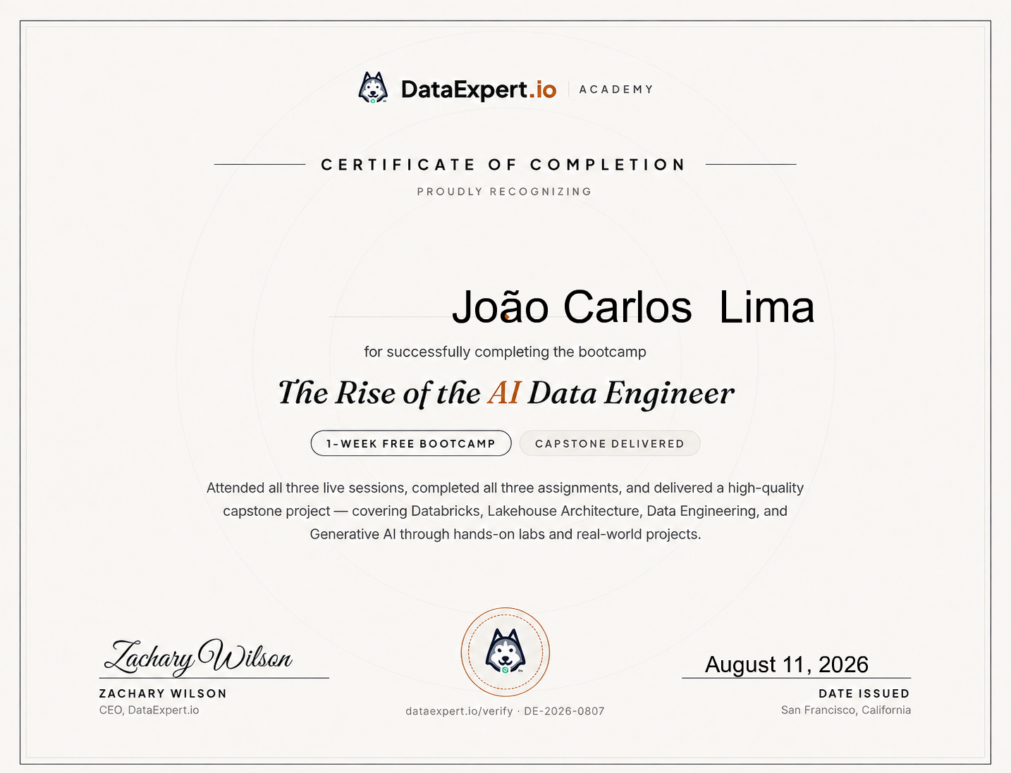 João Carlos  Lima - The Rise of the AI Data Engineer Boot Camp